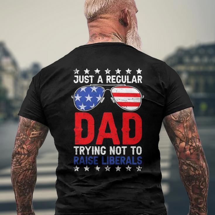 Just A Regular Dad Trying Not To Raise Liberals Voted Trump Men's Back Print T-shirt Gifts for Old Men