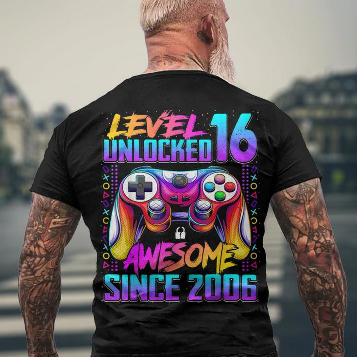 Level 16 Unlocked Awesome Since 2006 16Th Birthday Gaming Men's T-shirt Back Print Gifts for Old Men