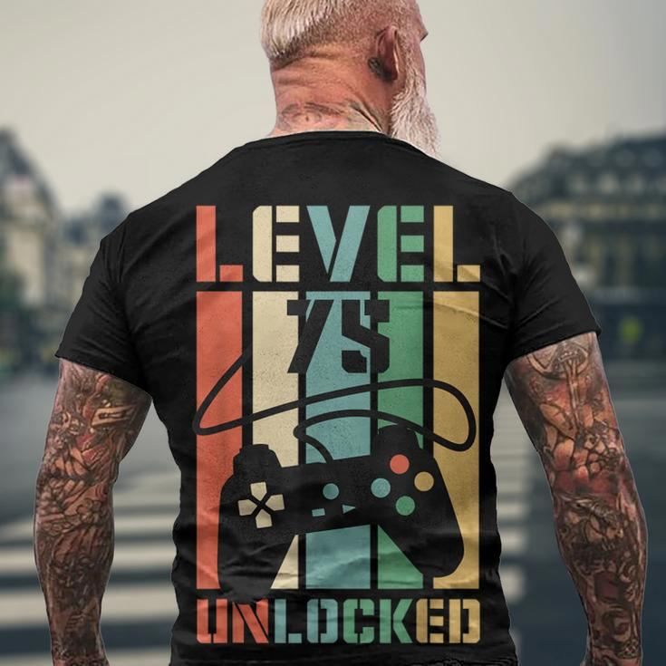 Level 75 Unlocked Video Game 75Th Birthday Gamer Party Men's T-shirt Back Print Gifts for Old Men