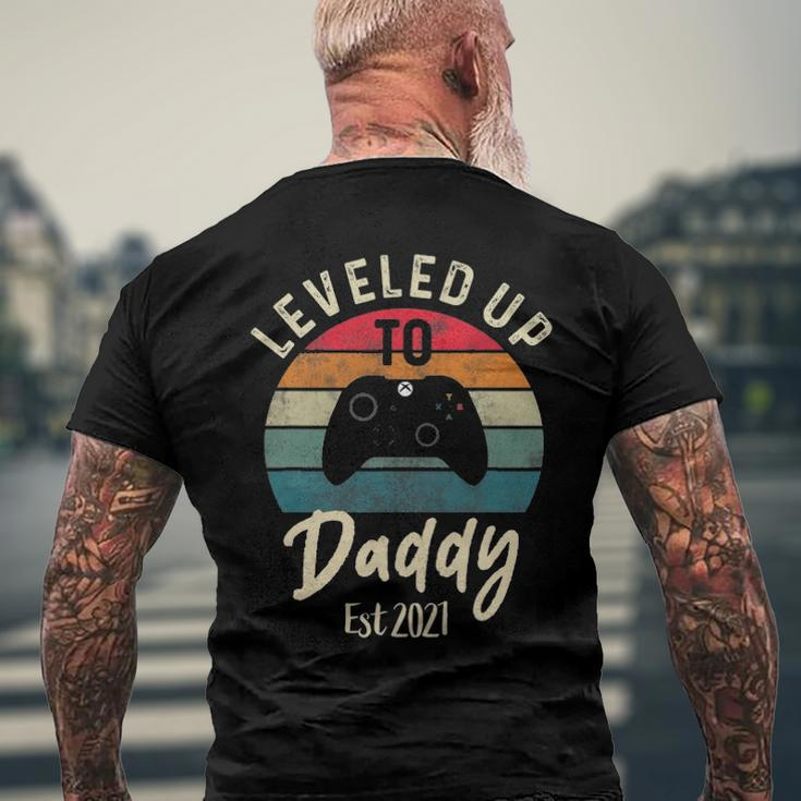 Mens I Leveled Up To Daddy Promoted New Dad Again 2021 Ver2 Men's Back Print T-shirt Gifts for Old Men