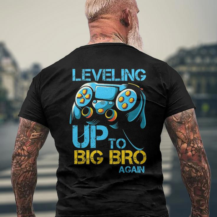Leveling Up To Big Bro Again Gaming Lovers Vintage Men's Back Print T-shirt Gifts for Old Men