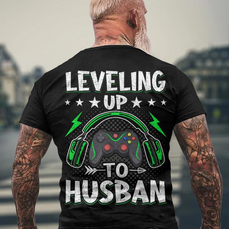 Leveling Up To Husban Husband Video Gamer Gaming Men's T-shirt Back Print Gifts for Old Men