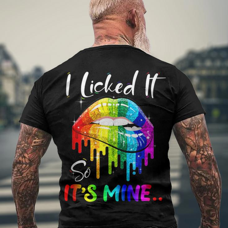 I Licked It So Its Mine Lesbian Gay Pride Lgbt Flag Men's Back Print T-shirt Gifts for Old Men