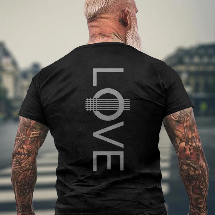 Love Guitar Musical Instrument Musician Men's Back Print T-shirt Gifts for Old Men