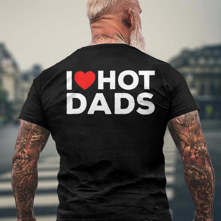 I Love Hot Dads Red Heart Men's Back Print T-shirt Gifts for Old Men