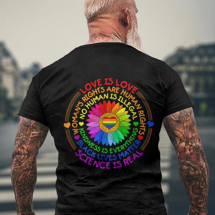 Love Is Love Science Is Real Kindness Is Everything LGBT Men's Crewneck Short Sleeve Back Print T-shirt Gifts for Old Men