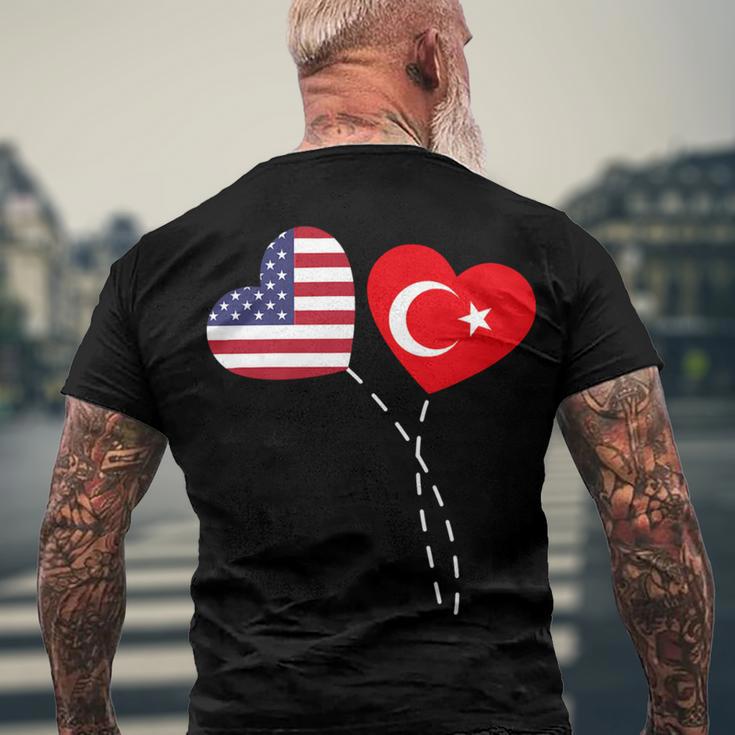 Loving Usa Turkey Flag Heart Turkish 13 Shirt Men's Crewneck Short Sleeve Back Print T-shirt Gifts for Old Men