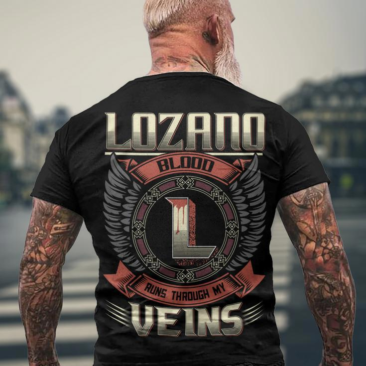 Lozano Blood Run Through My Veins Name Men's Crewneck Short Sleeve Back Print T-shirt Gifts for Old Men