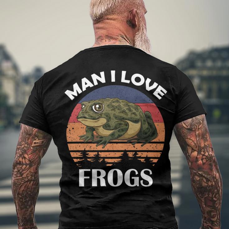 Man I Love Frogs Funny Retro Frog Men's Crewneck Short Sleeve Back Print T-shirt Gifts for Old Men