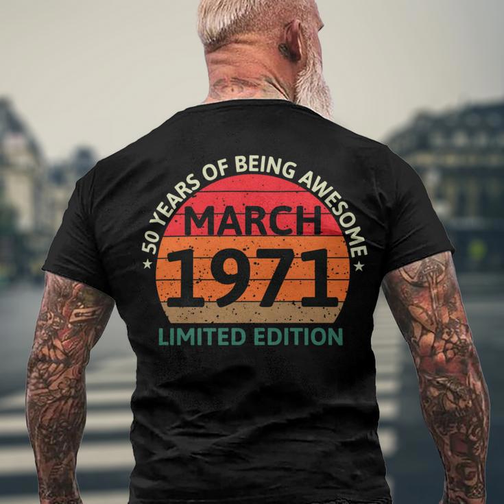 March 1971 50 Years Old Retro Vintage 50Th Birthday Men's Crewneck Short Sleeve Back Print T-shirt Gifts for Old Men