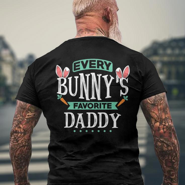 Mens Every Bunnys Favorite Daddy Tee Cute Easter Egg Gift Men's Crewneck Short Sleeve Back Print T-shirt Gifts for Old Men