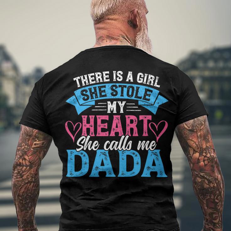 Mens Funny Fathers Day Shirt A Girl She Calls Me Dada Grandpa 7 Shirt Men's Crewneck Short Sleeve Back Print T-shirt Gifts for Old Men