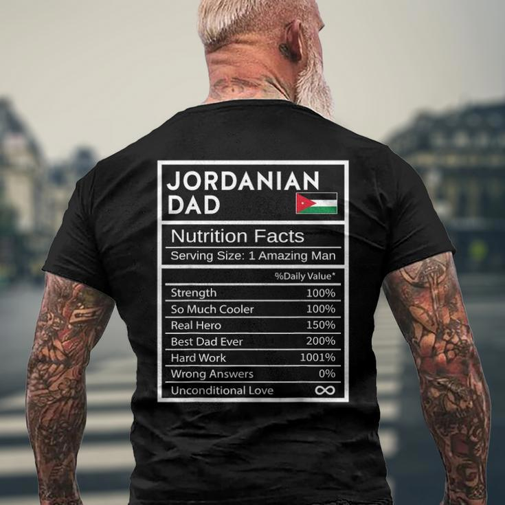 Mens Jordanian Dad Nutrition Facts National Pride Gift For Dad Men's Crewneck Short Sleeve Back Print T-shirt Gifts for Old Men