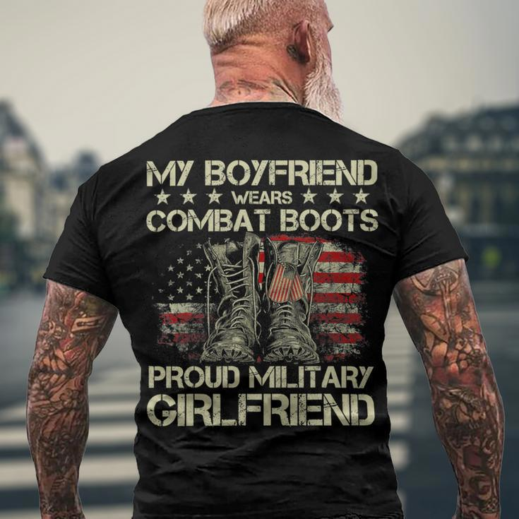 My Boyfriend Wears Combat Boots Proud Military Girlfriend T-Shirt Men's Crewneck Short Sleeve Back Print T-shirt Gifts for Old Men