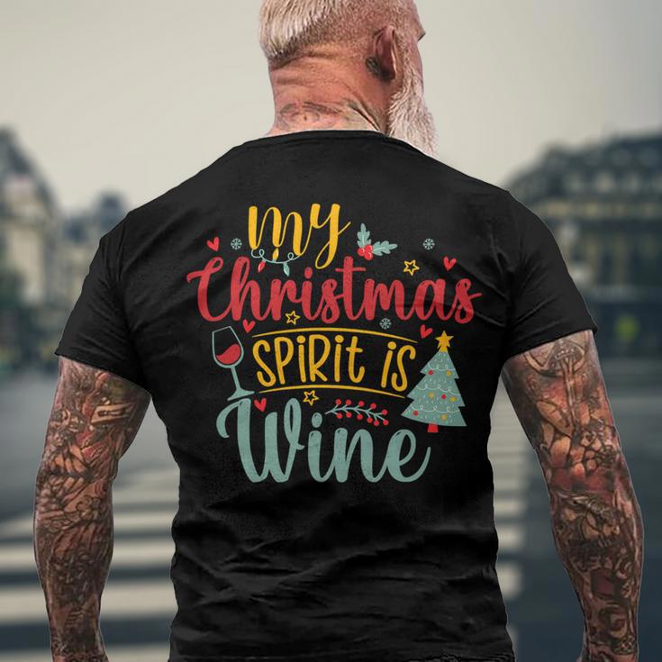 My Christmas Spirit Is Wine Funny 555 Shirt Men's Crewneck Short Sleeve Back Print T-shirt Gifts for Old Men