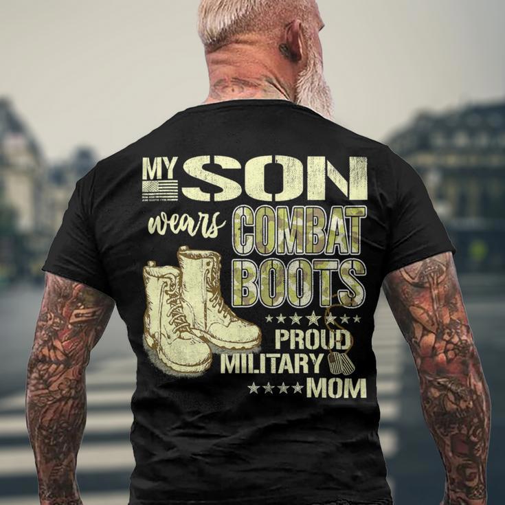 My Son Wears Combat Boots Proud 691 Shirt Men's Crewneck Short Sleeve Back Print T-shirt Gifts for Old Men