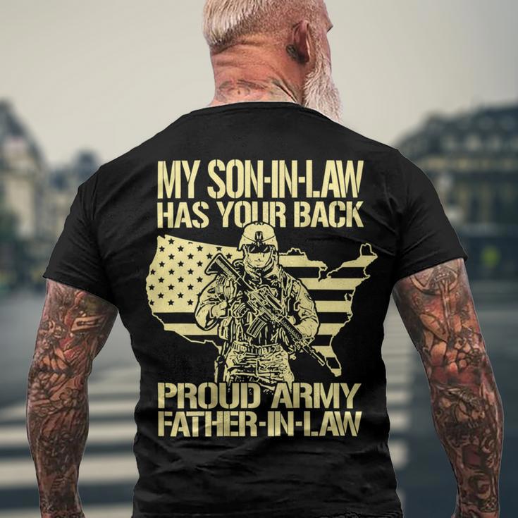 My Soninlaw Has Your Back Proud Army 688 Shirt Men's Crewneck Short Sleeve Back Print T-shirt Gifts for Old Men