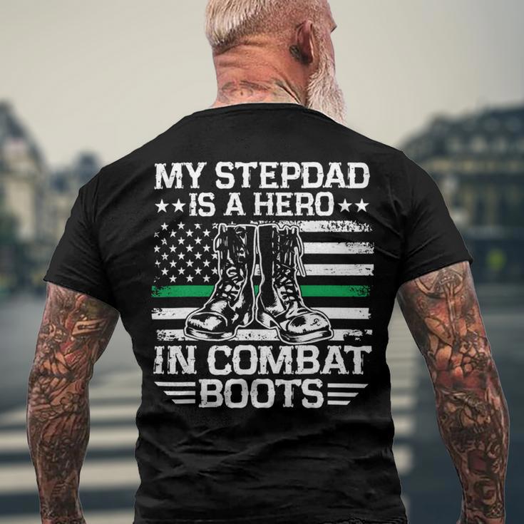 My Stepdad Is A Hero In Combat Boots 684 Shirt Men's Crewneck Short Sleeve Back Print T-shirt Gifts for Old Men