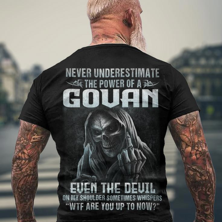 Never Underestimate The Power Of An Govan Even The Devil V8 Men's Crewneck Short Sleeve Back Print T-shirt Gifts for Old Men