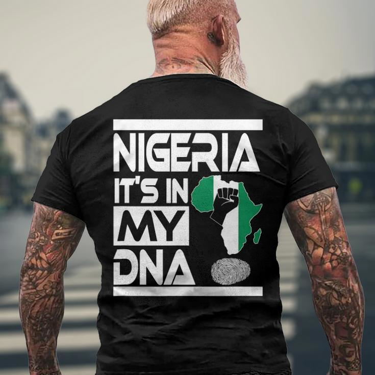 Nigeria Is In My Dna Nigerian Flag Africa Map Raised Fist Men's Back Print T-shirt Gifts for Old Men
