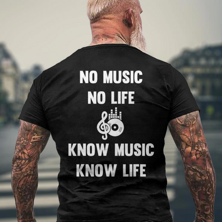 No Music No Life Know Music Know Life For Musicians Men's Back Print T-shirt Gifts for Old Men