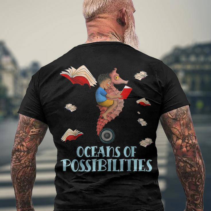 Oceans Of Possibilities Summer Reading 2022 Librarian Men's Back Print T-shirt Gifts for Old Men