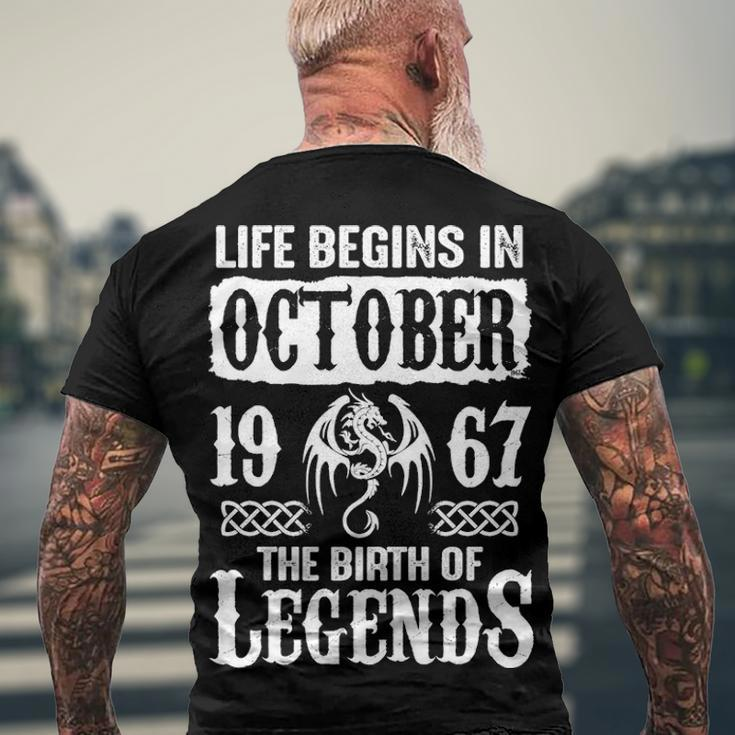 October 1967 Birthday Life Begins In October 1967 Men's T-Shirt Back Print Gifts for Old Men