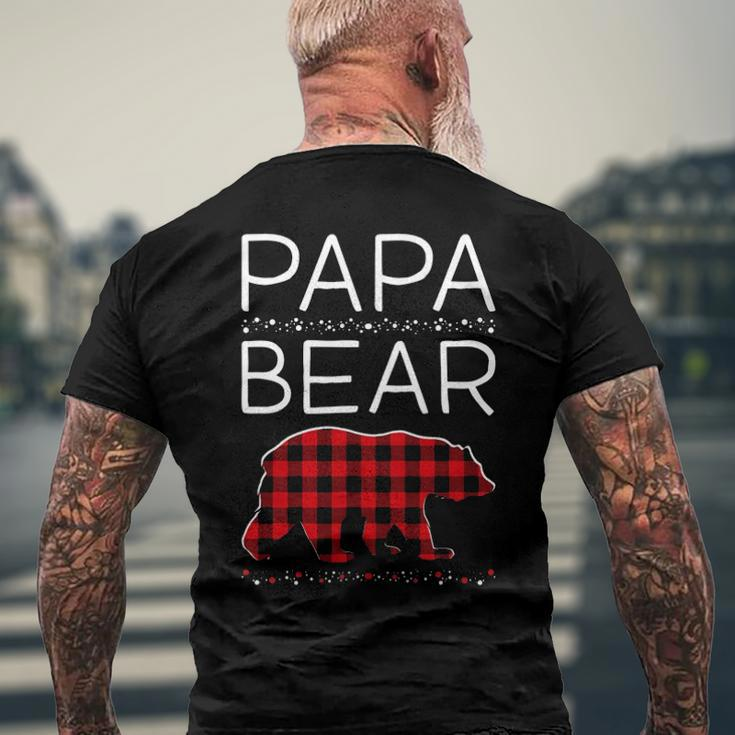 Papa Bear Christmas Pajamas Matching Family Plaid Men Men's Back Print T-shirt Gifts for Old Men