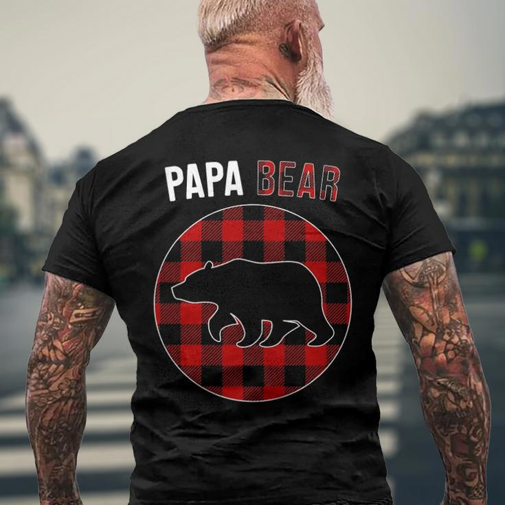 Papa Bear Red Plaid Matching Family Christmas Pajamas Men's Back Print T-shirt Gifts for Old Men