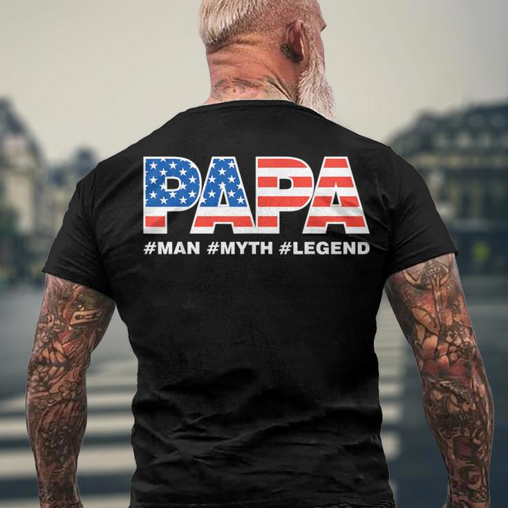 Mens Papa Man Myth Legend Dad Father Fathers Day Men's Back Print T-shirt Gifts for Old Men