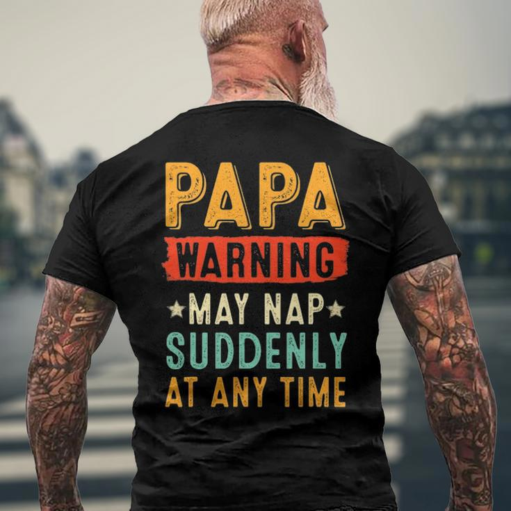 Mens Papa Warning May Nap Suddenly At Any Time Vintage Fathers Day Men's Back Print T-shirt Gifts for Old Men