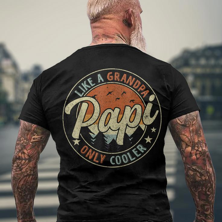 Papi Like A Grandpa Only Cooler Vintage Retro Fathers Day Men's Back Print T-shirt Gifts for Old Men