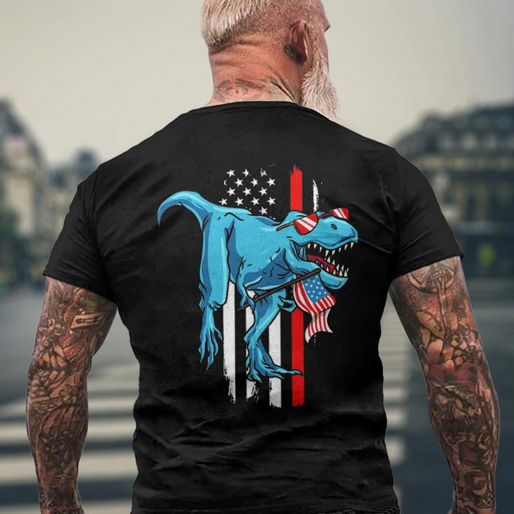 Patriotic 4Th Of July Kids Boys Dinosaurrex American Flag Men's Back Print T-shirt Gifts for Old Men