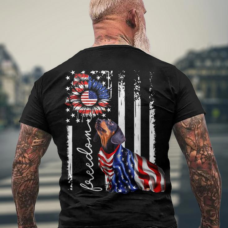 Patriotic 4Th Of July Weiner Dachshund Dog Freedom Men's T-shirt Back Print Gifts for Old Men