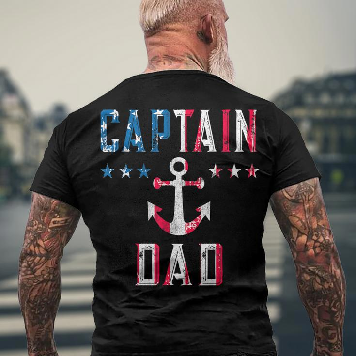 Mens Patriotic Captain Dad American Flag Boat Owner 4Th Of July Men's T-shirt Back Print Gifts for Old Men