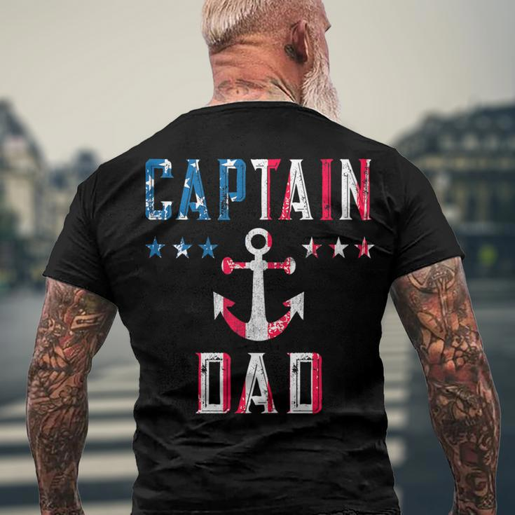 Patriotic Captain Dad American Flag Boat Owner 4Th Of July V2 Men's T-shirt Back Print Gifts for Old Men