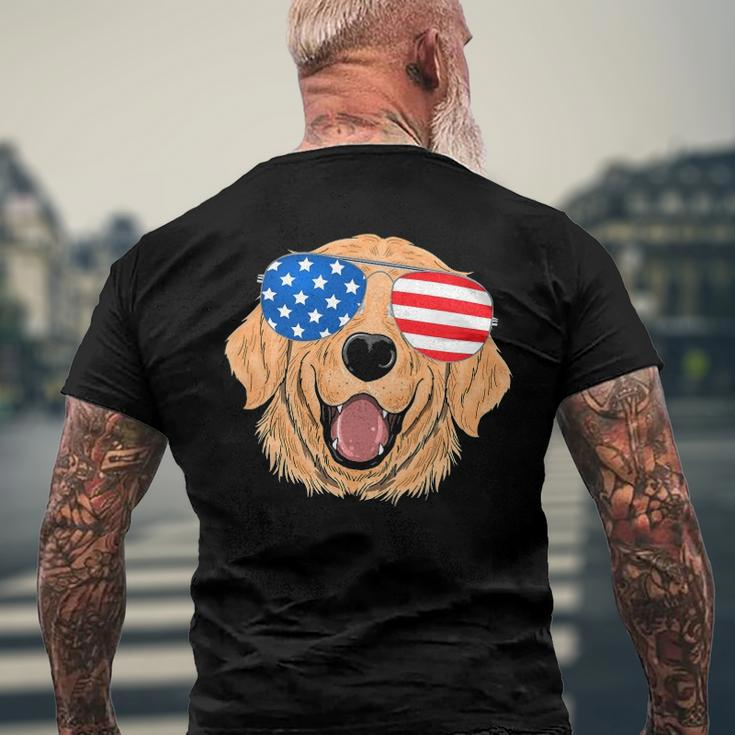 Patriotic Golden Retriever Dog 4Th Of July Men's Back Print T-shirt Gifts for Old Men