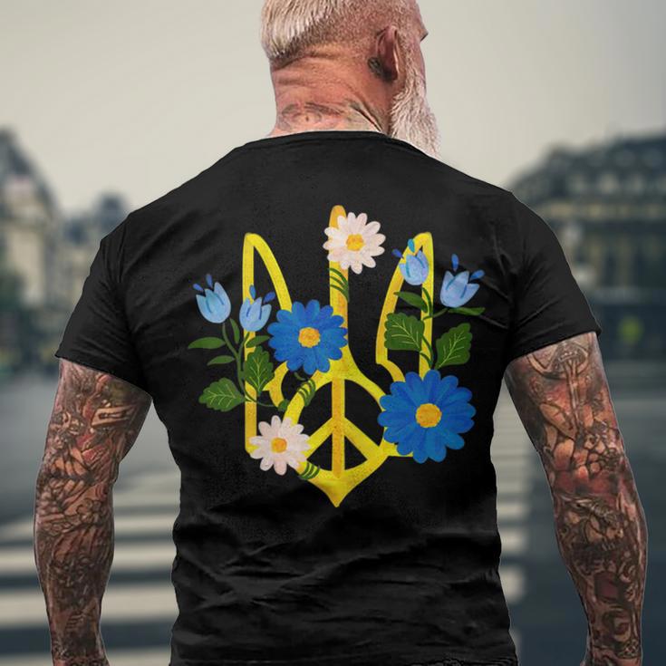 Peace In The Crest Of Ukraine Peace And Solidarity For Ukraine Men's Crewneck Short Sleeve Back Print T-shirt Gifts for Old Men