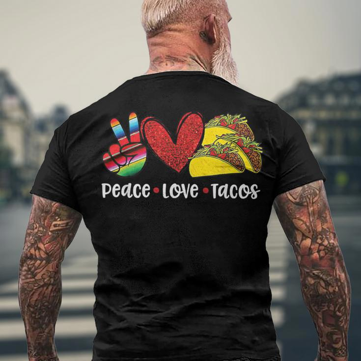Peace Love Cinco De Mayo Funny V2 Men's Crewneck Short Sleeve Back Print T-shirt Gifts for Old Men