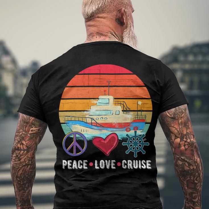 Peace Love Cruising Family Cruise Vacation Matching Gift V2 Men's Crewneck Short Sleeve Back Print T-shirt Gifts for Old Men