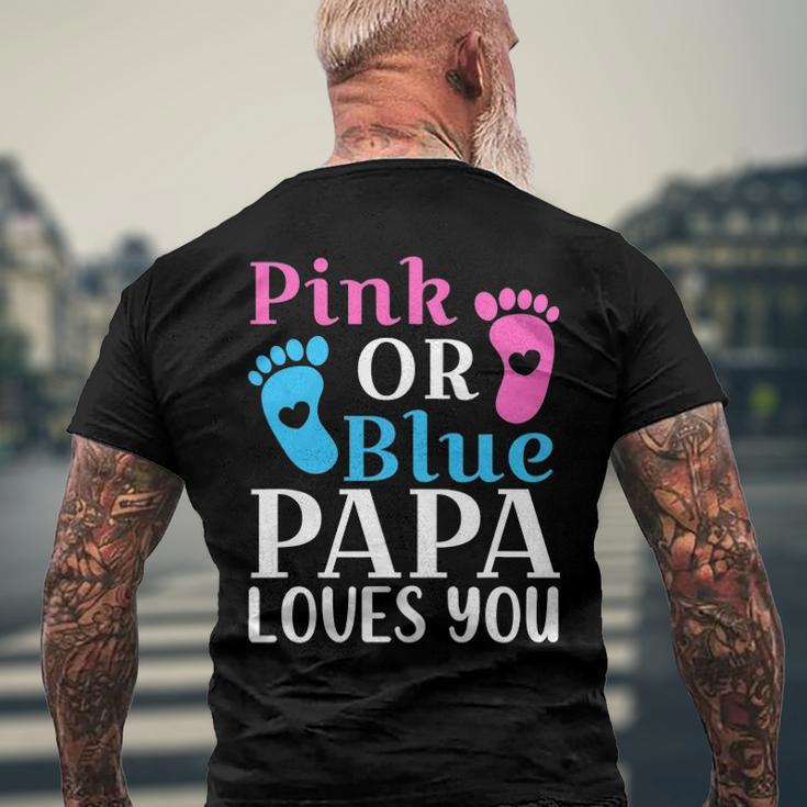 Mens Pink Or Blue Papa Loves You Cute Gender Reveal Father Men's Back Print T-shirt Gifts for Old Men