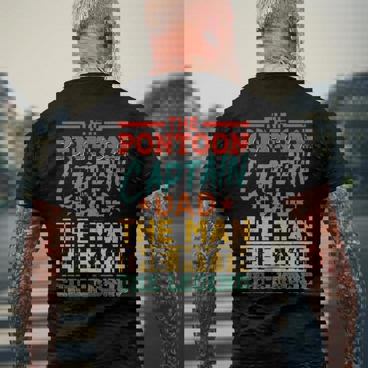 The Pontoon Captain Dad The Man Myth Happy Fathers Day Men's Back Print T-shirt Gifts for Old Men