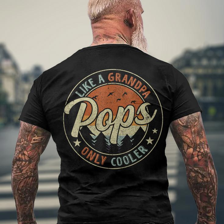 Pops Like A Grandpa Only Cooler Vintage Retro Fathers Day Men's Back Print T-shirt Gifts for Old Men