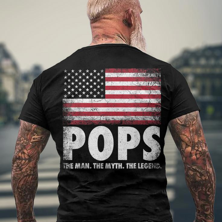 Mens Pops The Man Myth Legend Fathers Day 4Th Of July Grandpa Men's T-shirt Back Print Gifts for Old Men