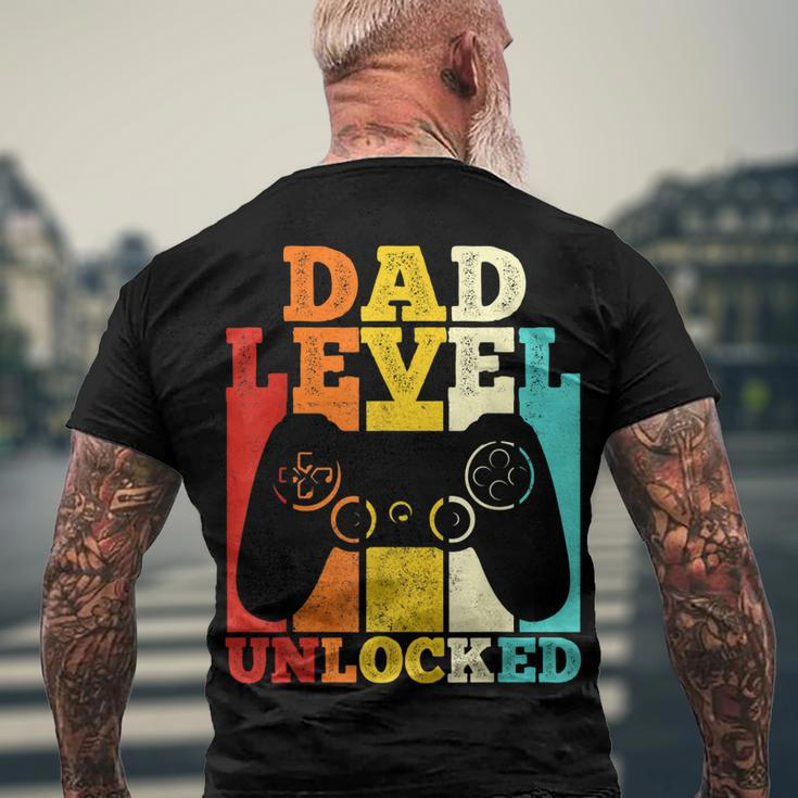 Mens Pregnancy Announcement Dad Level Unlocked Soon To Be Father V2 Men's Back Print T-shirt Gifts for Old Men