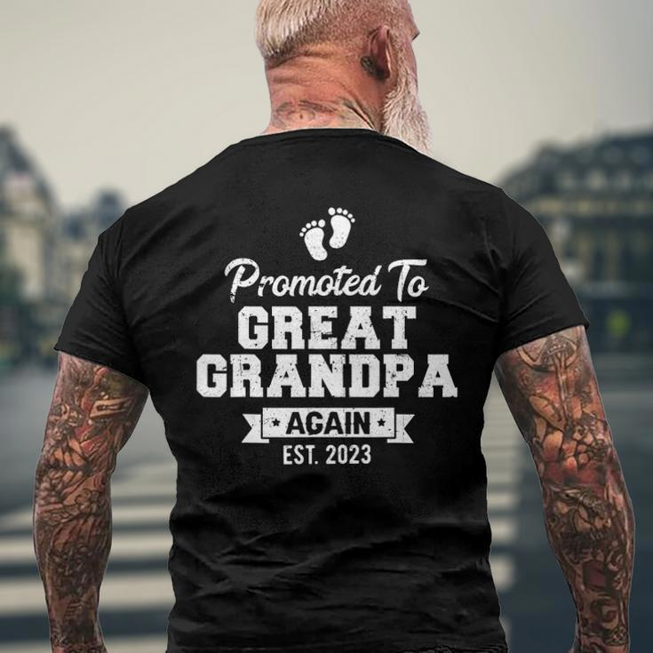 Mens Promoted To Great Grandpa Again 2023 Great Grandfather To Be Men's Back Print T-shirt Gifts for Old Men