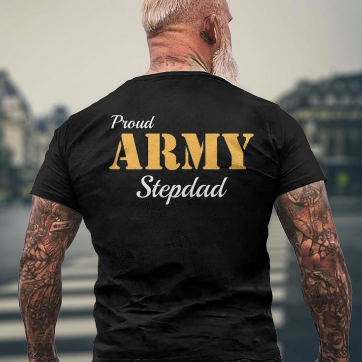 Proud Army Stepdad Fathers Day Men's Back Print T-shirt Gifts for Old Men