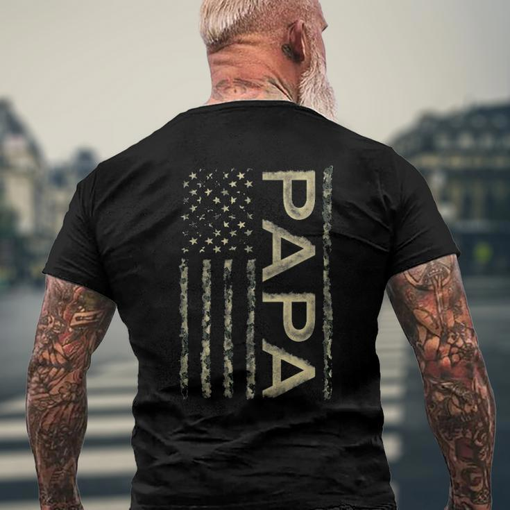 Proud Papa Fathers Day Camouflage American Flag 4Th Of July Men's Back Print T-shirt Gifts for Old Men