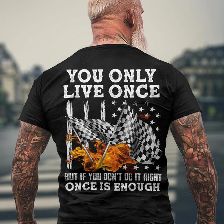 Racing You Only Live Once Men's Crewneck Short Sleeve Back Print T-shirt Gifts for Old Men