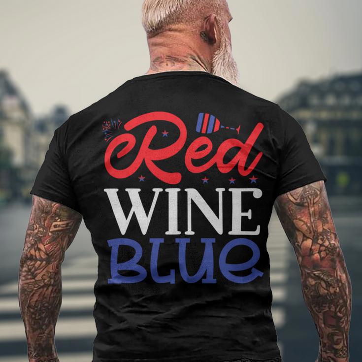 Red Wine Blue 4Th Of July Wine Red White Blue Wine Glasses V2 Men's Crewneck Short Sleeve Back Print T-shirt Gifts for Old Men